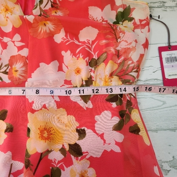 Vince Camuto Sleeveless Floral Chiffon V-Neck Fit & Flare Dress Size 6 NWT - Picture 9 of 12
